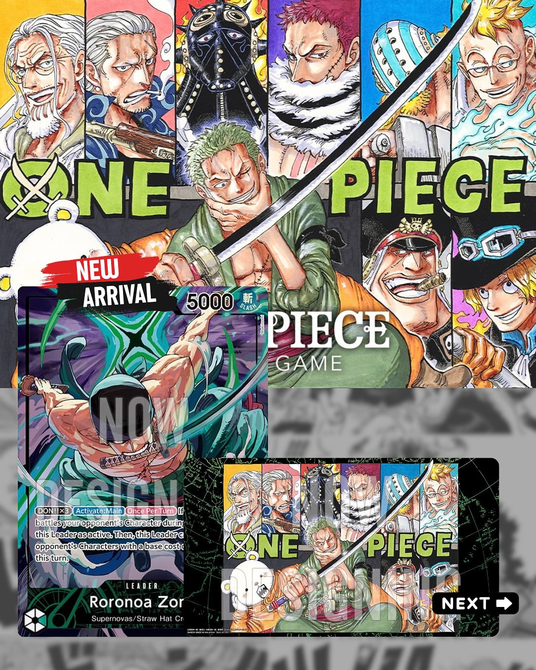 One Piece Card Game Official Playmat – Limited Edition Vol. 4 (Zoro & Right-Hand Crew) Bandai